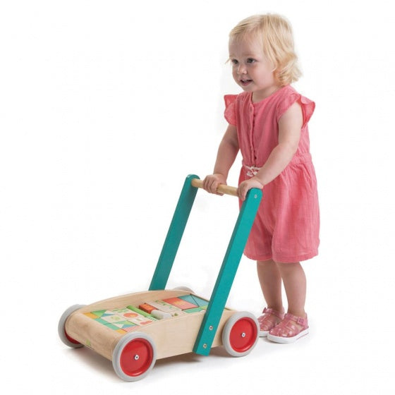 loopwagen hout junior 42 x 28 x 42 cm 30-delig