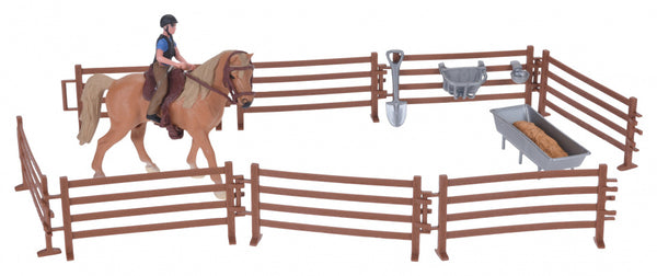 paardenspeelset junior 13,5 cm bruin 14-delig