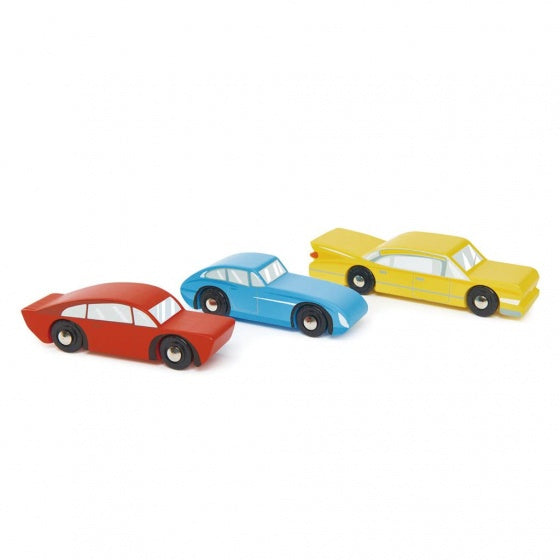 retro speelgoed auto's junior 3-delig blauw/rood/geel