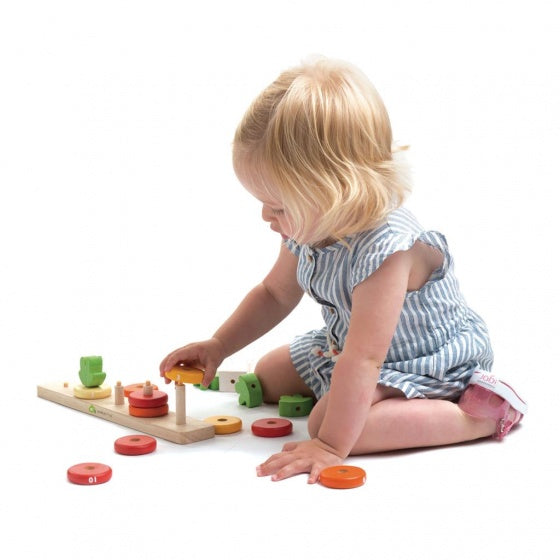 wortels tellen hout junior 32 x 5,5 x 10,5 cm 16-delig