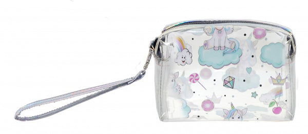 Make-up tasje transparant eenhoorn 13 x 6 x 8,5 cm