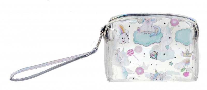 Make-up tasje transparant eenhoorn 13 x 6 x 8,5 cm
