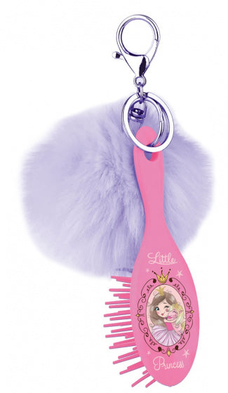 sleutelhanger met borstel Prinses meisjes roze