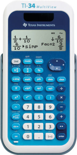rekenmachine TI-34MV 17 x 8 x 2 cm wit/blauw