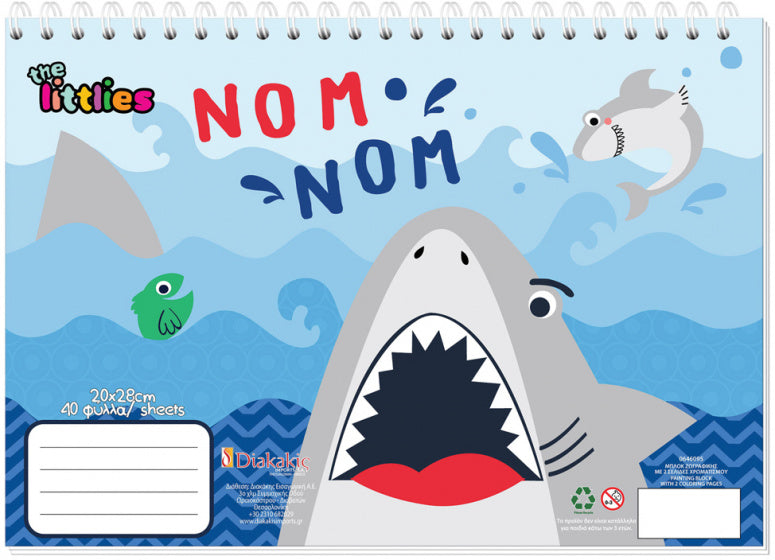 kleur- en schilderblok Nom Nom 20 x 28 cm blauw