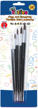 penselen junior 2/6/8/10/12 ponyhaar zwart 5 stuks