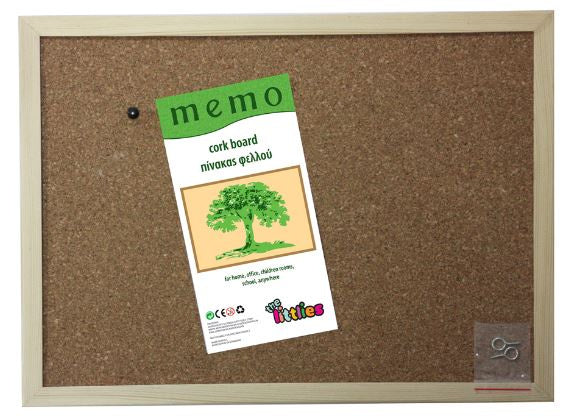 prikbord junior 60 x 90 cm hout/kurk bruin