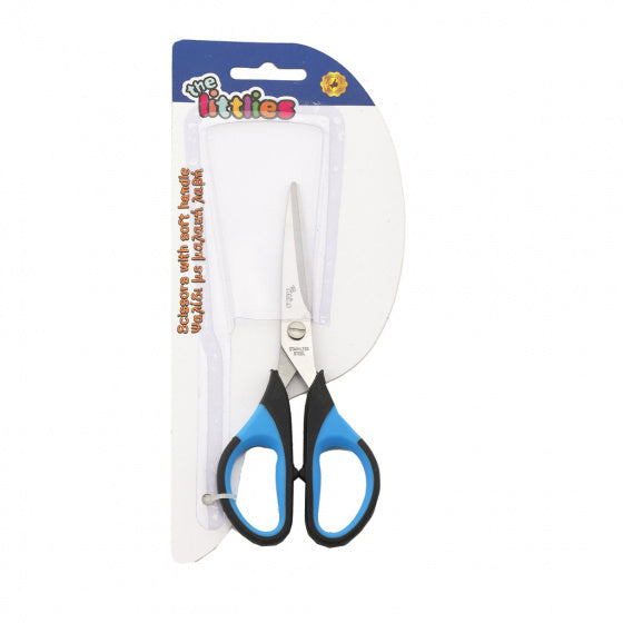 schaar met zacht handvat 15 cm RVS zilver/blauw