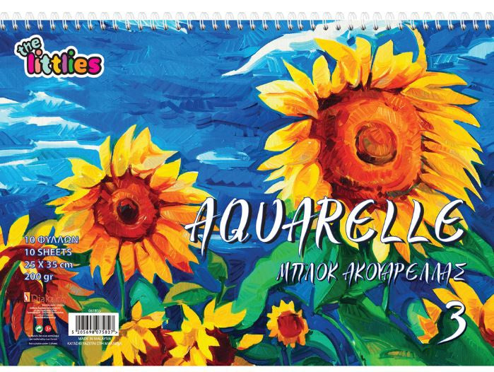 schetsblok Aquarella 30 x 40 cm A4 papier blauw/geel