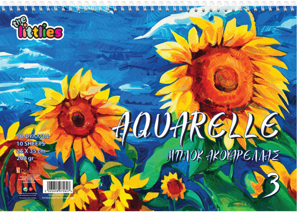 schilderblok Aquarella 25 x 35 cm papier blauw/geel