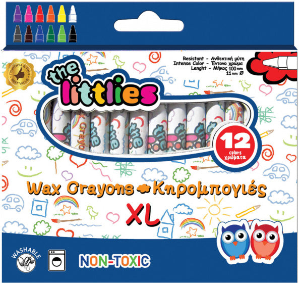 waskrijt XL junior 10 x 1,1 cm donkerblauw 12 stuks