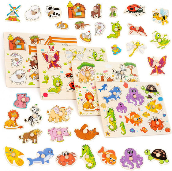 vormenpuzzel dieren junior 30 cm hout 4 stuks