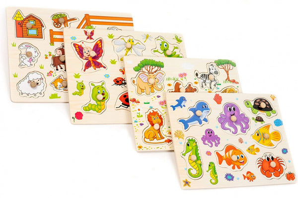 vormenpuzzel dieren junior 30 cm hout 4 stuks