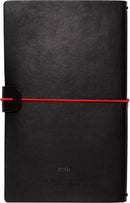 notitieboek A5 19,5 x 12 cm imitatieleer rood/zwart