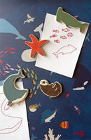 magneten Ocean 6 x 3,5 cm blauw/groen/bruin 4-delig