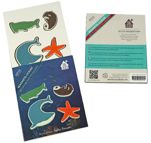 magneten Ocean 6 x 3,5 cm blauw/groen/bruin 4-delig