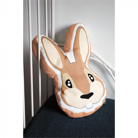 sierkussen Rabbit junior 40 x 40 cm textiel oranje/bruin