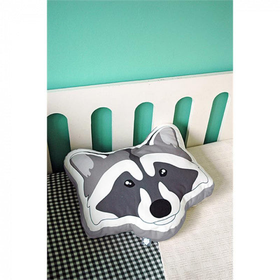 sierkussen Raccoon junior 40 x 40 cm textiel grijs/zwart
