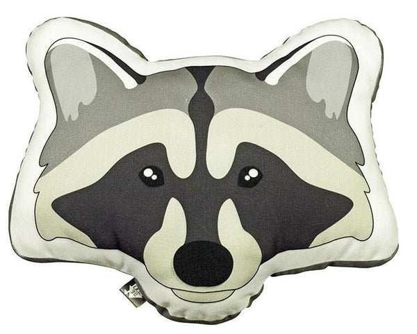 sierkussen Raccoon junior 40 x 40 cm textiel grijs/zwart