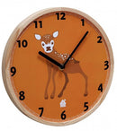 wandklok Baby Deer 25 x 3 cm hout oranje/blank
