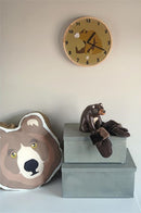 wandklok Brown Bear 25 x 3 cm hout bruin/blank