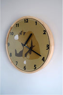 wandklok Brown Bear 25 x 3 cm hout bruin/blank