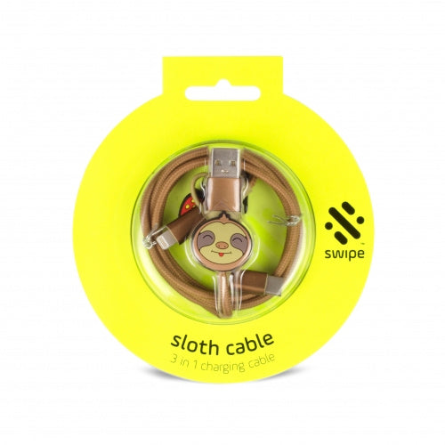 Luiaard 3-in-1 kabel bruin