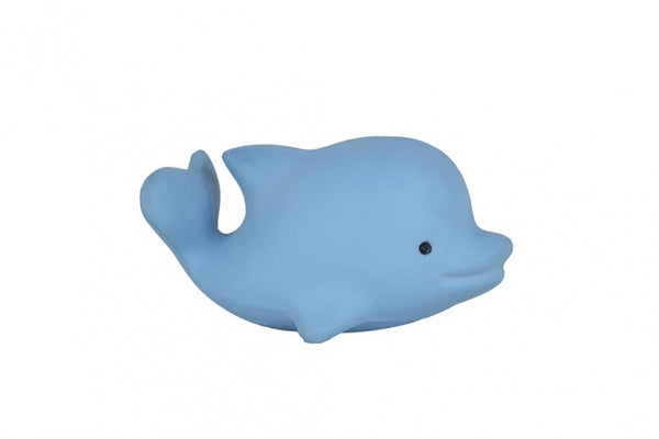 bijt- en badspeeltje met rammelaar dolfijn 11 cm blauw