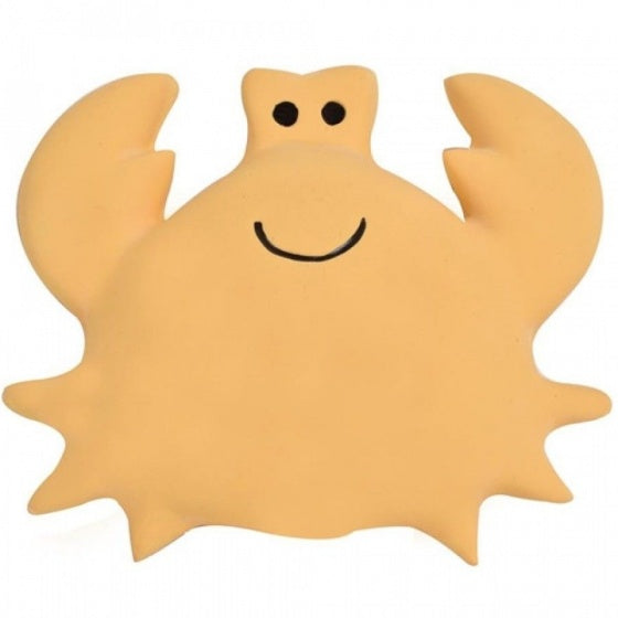 bijt- en badspeeltje met rammelaar krab 10 cm geel