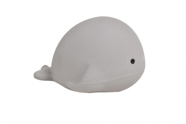 bijt- en badspeeltje met rammelaar walvis 7 cm grijs