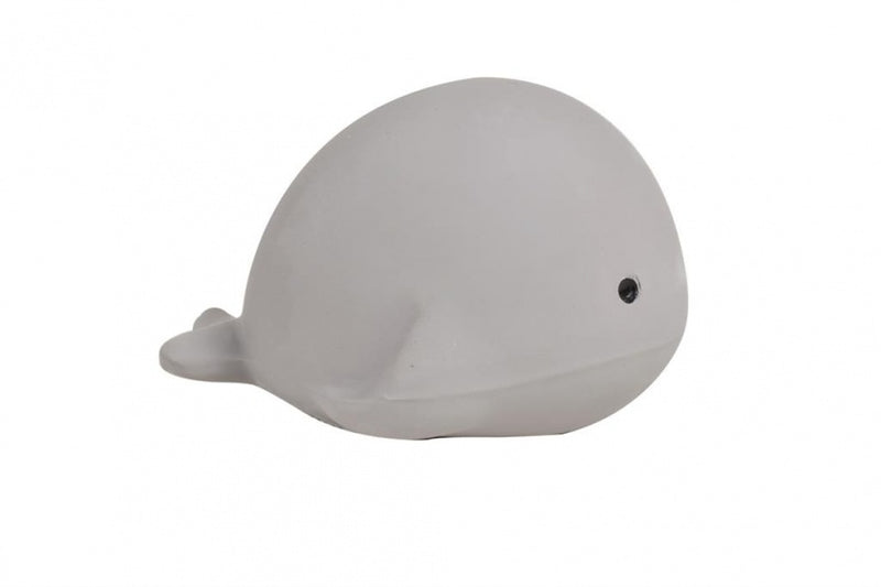 bijt- en badspeeltje met rammelaar walvis 7 cm grijs