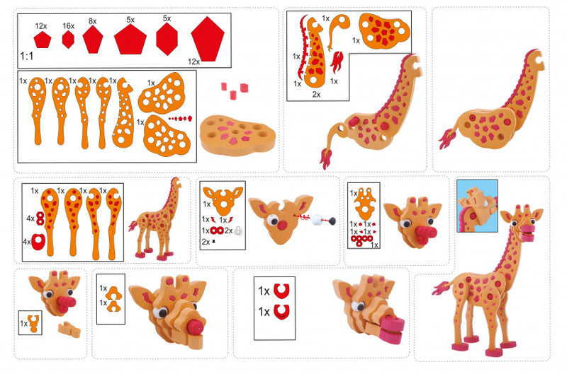 Toi-Toys 3D Puzzel Giraffe Junior 31,5 Cm Foam Oranje 104-delig