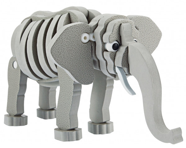 3D puzzel olifant junior 31,5 cm foam grijs 75-delig