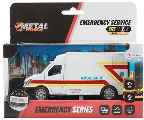 ambulance Emergency Series 16 x 7 cm die-cast wit