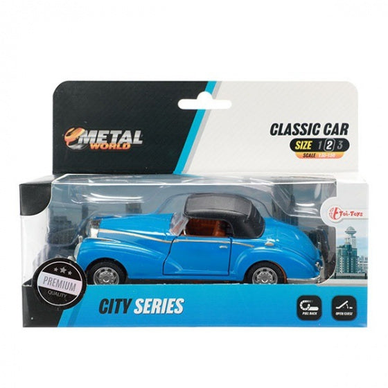 auto Classic junior 12 x 6,5 cm pullback diecast blauw