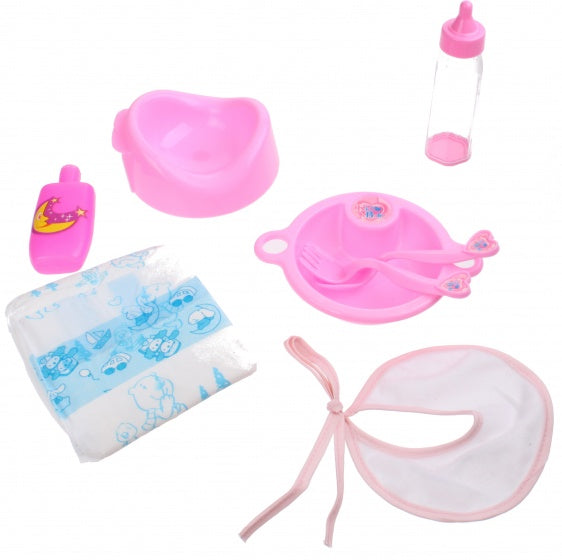 babypop verzorgingsset 8-delig roze
