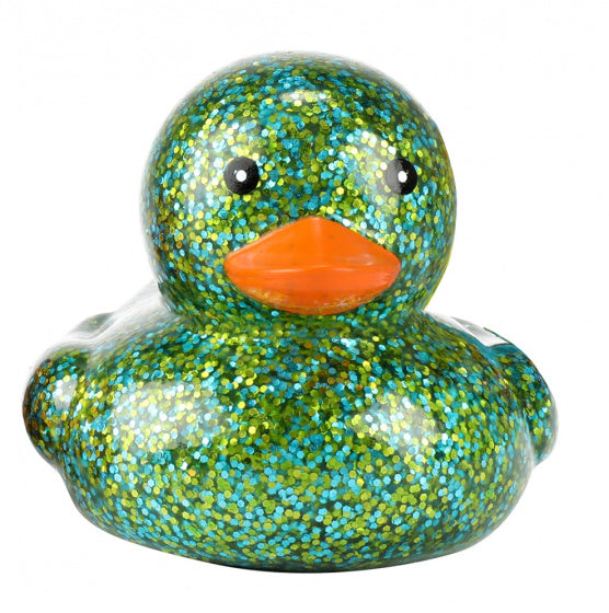 badeend glitter Little Stars 9 x 8 cm rubber groen