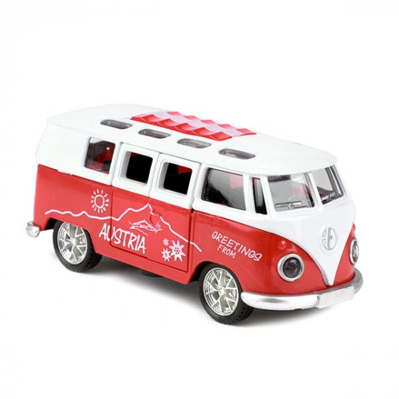 bus Austria retro 12 x 5 x 5,5 cm staal rood/wit