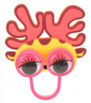 dierenring met wiebelogen roze/geel 6 cm