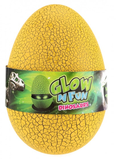 glow in the dark dinosaurus skelet in ei geel