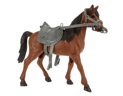 Horses Pro bruin paard met zadel 24,4 x 26,6 cm bruin