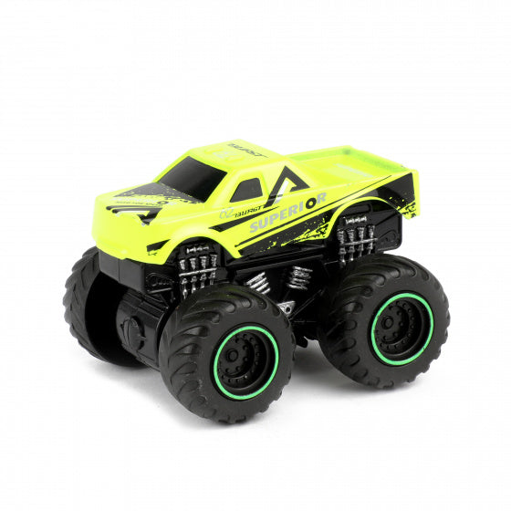 monstertruck Metal junior 6 cm staal geel/zwart 2-delig