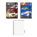 Notitieboek met lijntjes 3D raceauto jongens paars