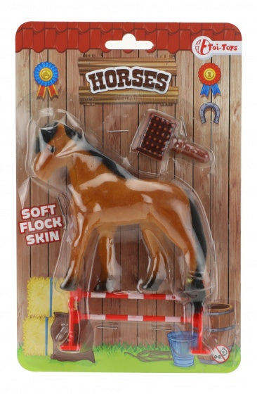 paardje met accessoires bruin 10 cm