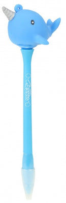 pen met knijpnarwal meisjes 15 cm blauw
