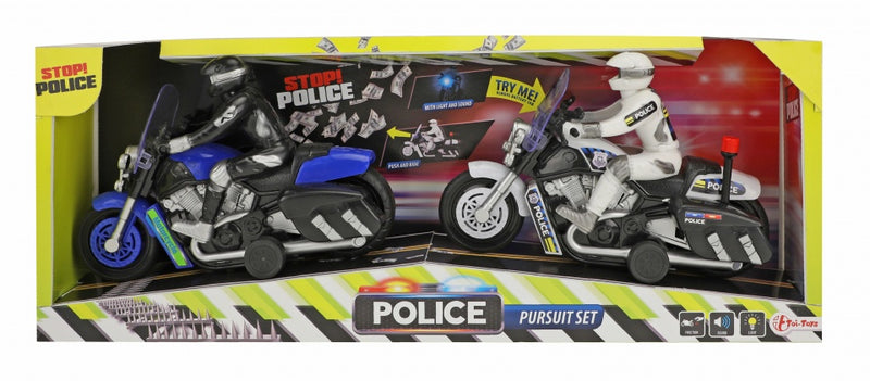 politieachtervolging op motor 19 cm 2 stuks blauw
