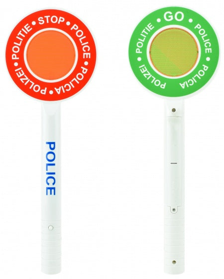 politiestopbord met knipperlicht 29 cm wit