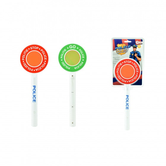 politiestopbord met knipperlicht 29 cm wit