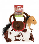 pony in tas 20 cm bruin/wit