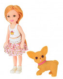 pop met hond gekleurd rokje 14 cm